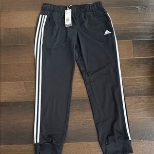 Adidas Kids Black Joggers with White Stripes